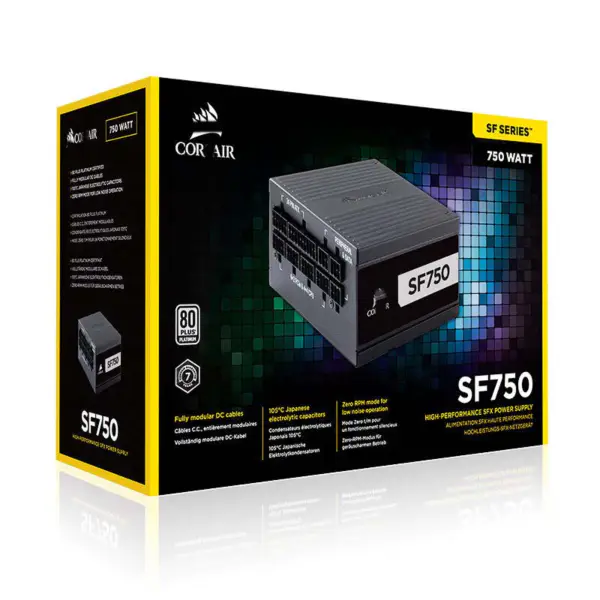 Fonte de alimentação para PC Cors Air Power Sf750 750w Platinum Sfx Fonte de alimentação 80 Plus Platinum Full Module Fan Stall