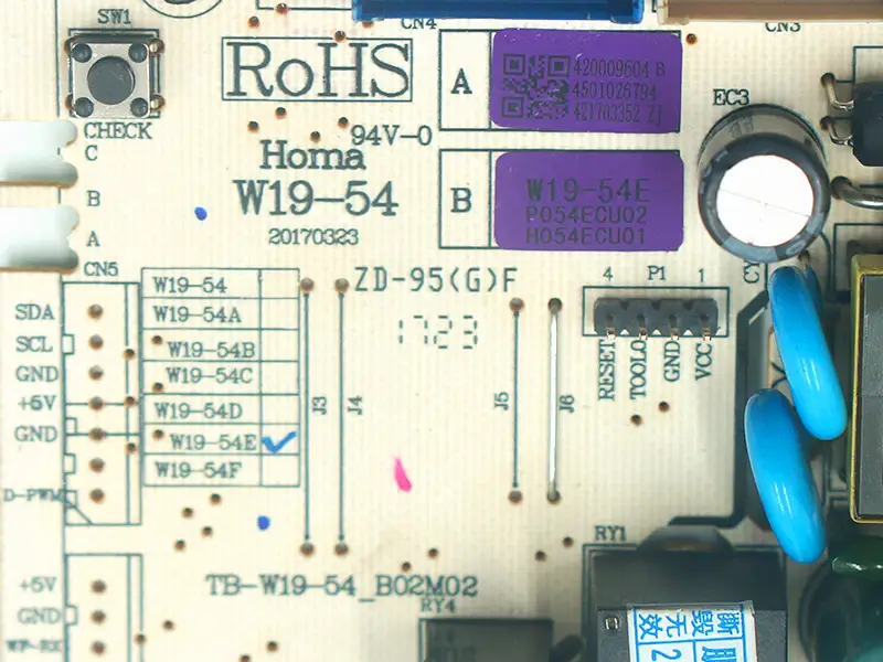 Placa de controlo do frigorífico Homa W19-54 W19-54B W19-54C W19-54D W19-54E W19-54F W19-54AV W19-54BV