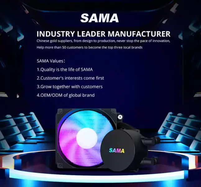 Sama 120mm Cooler Cpu Liquido Intel Cpu Cooler Com Temperatura Gaming Computer Liquid Cooler