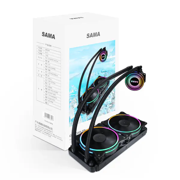 Sama 24cm Aio Cpu Cooler Radiador Cobre Água Arrefecimento Líquido Pc Cpu Cooler Rgb Glow