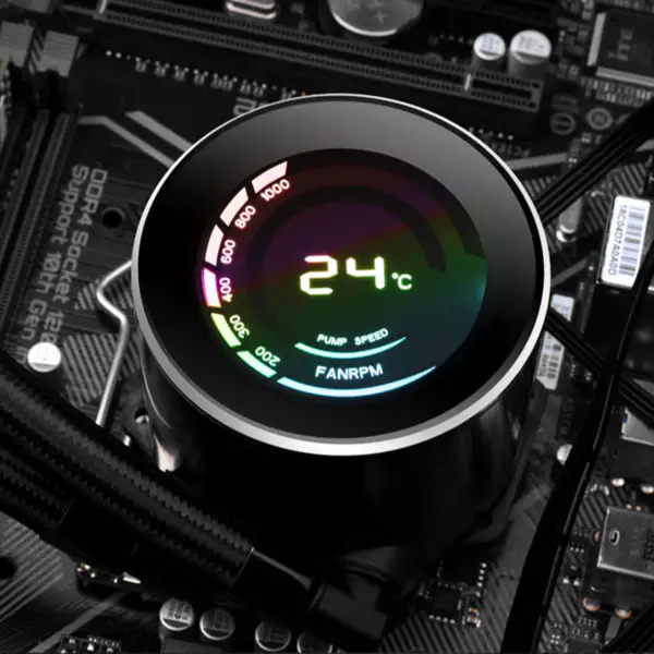 Sama 36cm Aio Cpu Cooler Radiador Cobre Display Água Arrefecimento Líquido Pc Cpu Cooler Rgb Glow Com Computador Temperatura Display