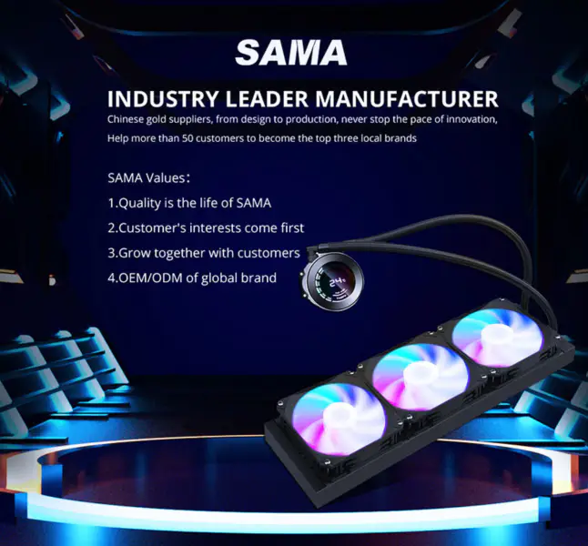Sama 36cm Aio Cpu Cooler Radiador Cobre Display Água Arrefecimento Líquido Pc Cpu Cooler Rgb Glow Com Computador Temperatura Display