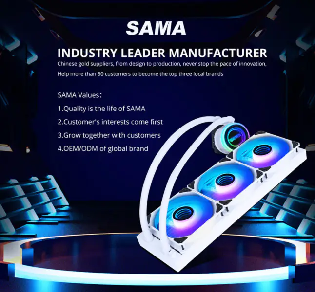 Sama 36cm Aio Cpu Cooler Radiador Cobre Display Água Resfriamento Líquido Pc Cpu Cooler Rgb Glow Com Bomba de Baixo Ruído