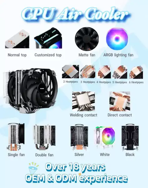 Sama 6 Heatpipes Refrigerador de ar para CPU de contacto direto para caixa de secretária