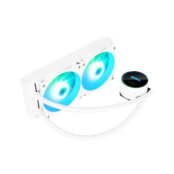 Sama Customizable Logo Argb Cooling Fan Cpu Cooler White/black Version Lcd Display Cpu Core Temperature Pc Liquid Cooler