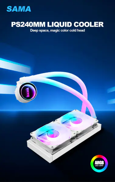 Sama Custom Cpu Cooler Dissipadores de calor 240 Rgb Ventilador de arrefecimento para Intel Amd Cpu Lga775/115x Am4 Am5 Ryzen 12600k Cpu Liquid Cool