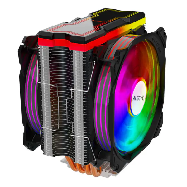 Alseye 120mm Ventilador Duplo 4 Tubos de Calor Rgb Cpu Cooler Aura