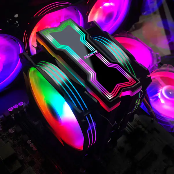 Alseye 120mm Ventilador Duplo 4 Tubos de Calor Rgb Cpu Cooler Aura