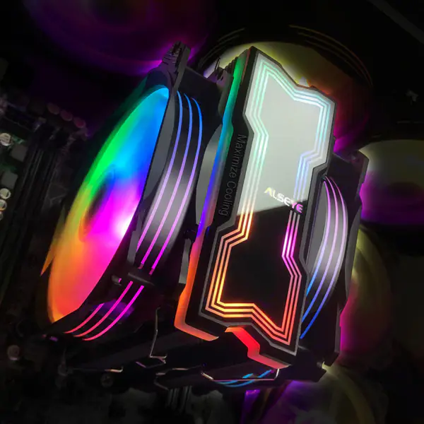 Alseye 120mm Ventilador Duplo 4 Tubos de Calor Rgb Cpu Cooler Aura