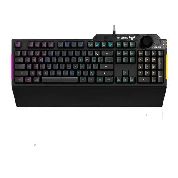 Teclado mecânico Tuf Esports Spy Flying Fortress K3 Teclado de jogo com fios Rog Backlight com apoio para as mãos de sucção magnética Tuf K3