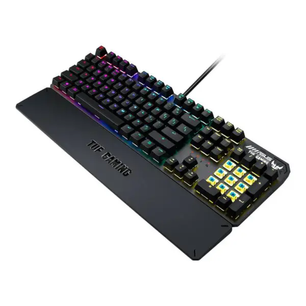 Teclado mecânico Tuf Esports Spy Flying Fortress K3 Teclado de jogo com fios Rog Backlight com apoio para as mãos de sucção magnética Tuf K3
