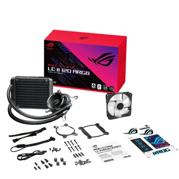 AsUs Rog Strix Lc Ii 120 Argb Radiador de arrefecimento a água integrado Arrefecimento do processador Cpu Asetek