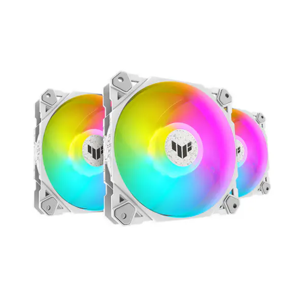 AsUs Tuf Gaming White Heroic Light Tf120 Ventilador de chassis 3 peças Argb Ventilador com controlador de efeito de iluminação Tuf Gaming Tf120 Argb 3em1